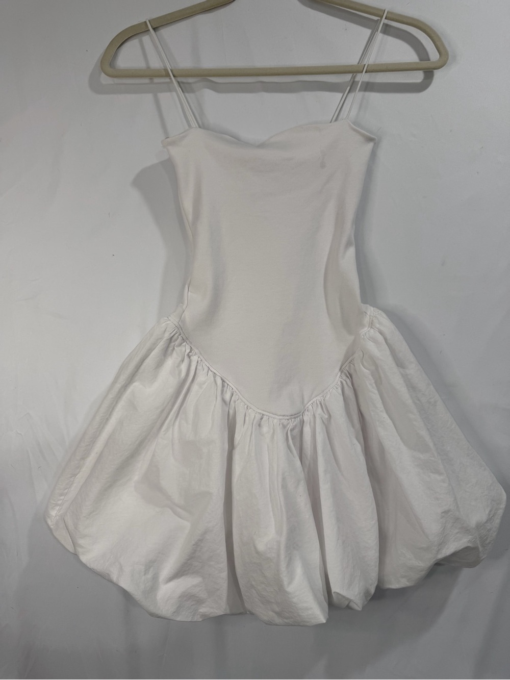Zara White Rib bubble hem dress